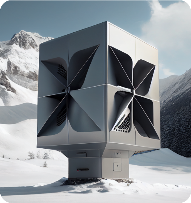 A futuristic render of an Electric Tree in snowy mountains